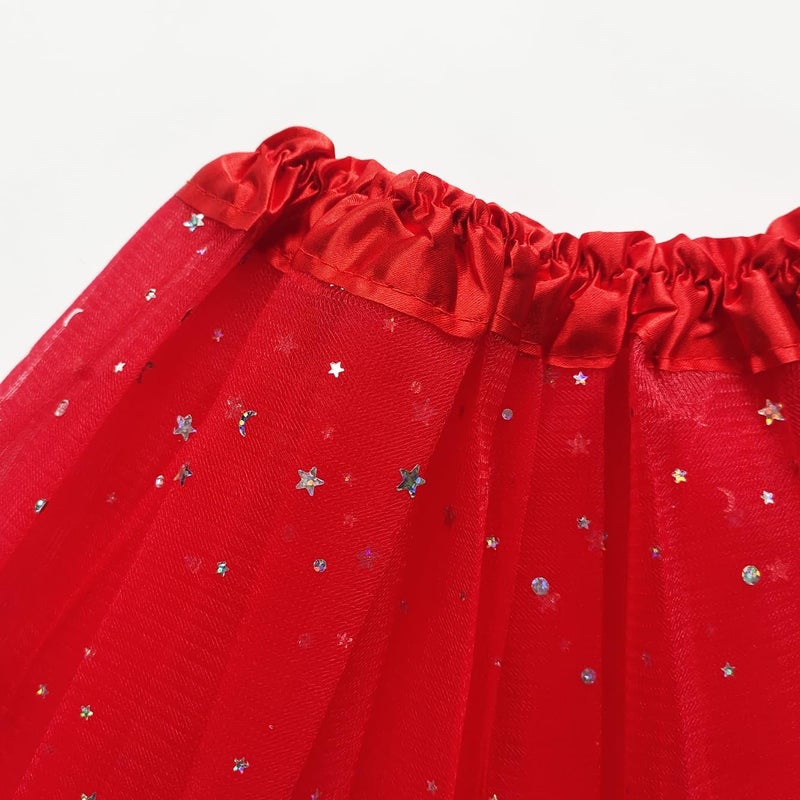 WINROLA Little Girls Stars Sequins Tutu Skirt Princess Ballet Dance Dress for 0-6 Y Sparkle Elastic 3 Layered Tulle Tutu Skirt - Image 3